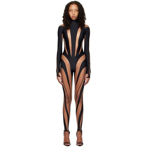Mugler Iconic Illusion Catsuit in Black - Picture 1 of 14